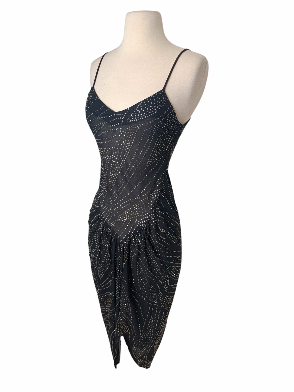 HEARTS 80’s VINTAGE SILVER & GOLD DRESS. - Picture 3 of 8